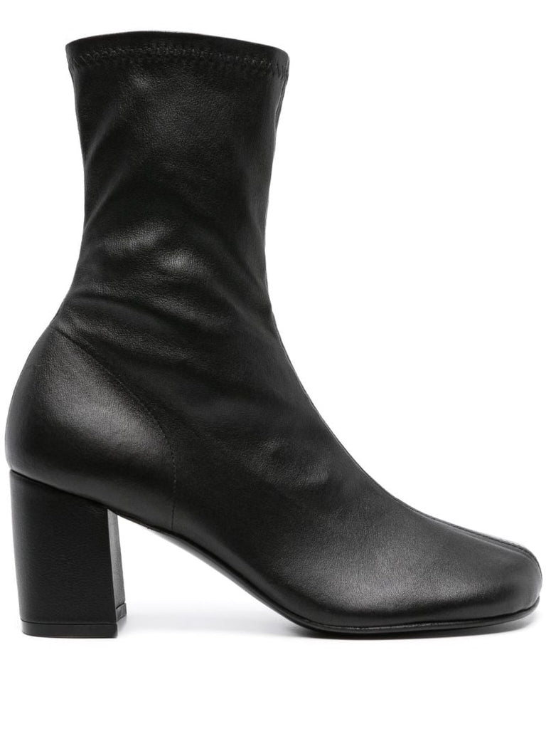 Black 75mm Ankle Leather Boots