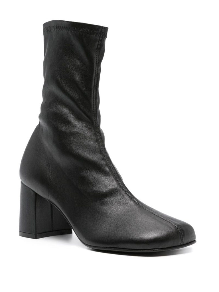 Black 75mm Ankle Leather Boots