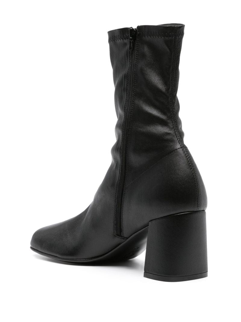 Black 75mm Ankle Leather Boots