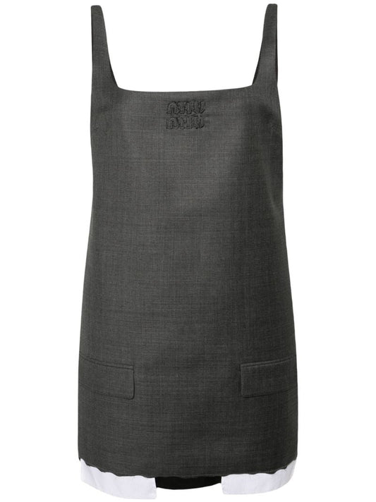 Grey Virgin-wool Layered Mini Dress