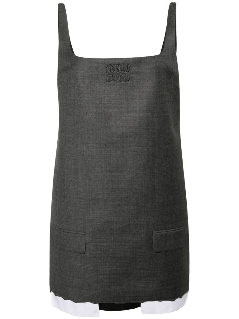 Grey Virgin-wool Layered Mini Dress