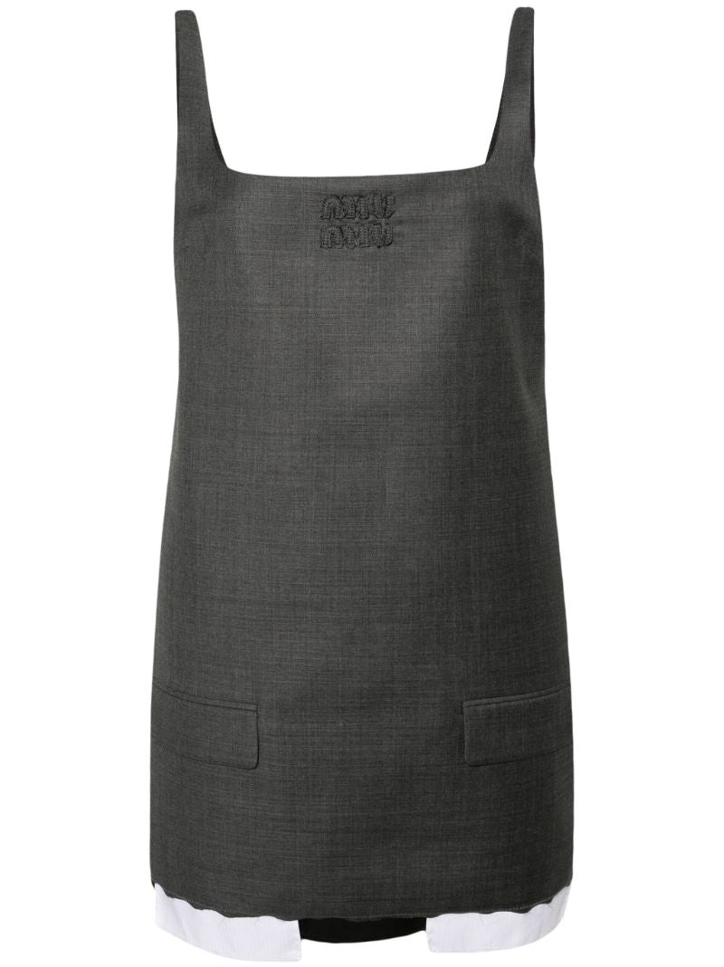Grey Virgin-wool Layered Mini Dress