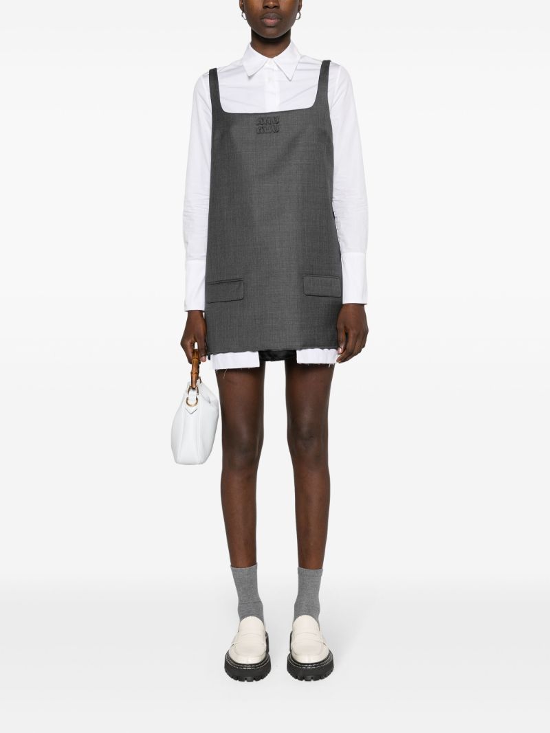Grey Virgin-wool Layered Mini Dress