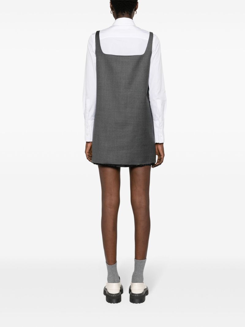 Grey Virgin-wool Layered Mini Dress