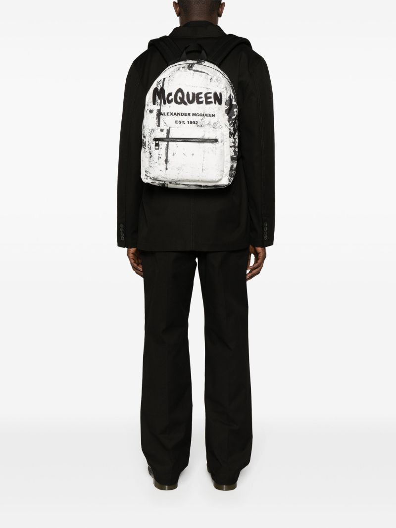 White Graffiti Metropolitan Backpack