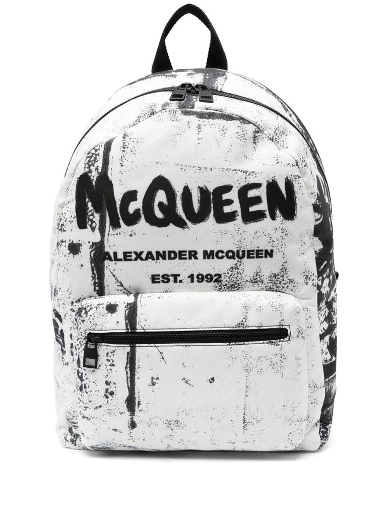 White Graffiti Metropolitan Backpack