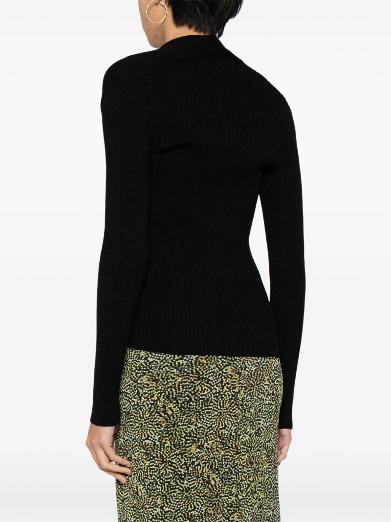 Black Ribbed-knit Cut-out Top