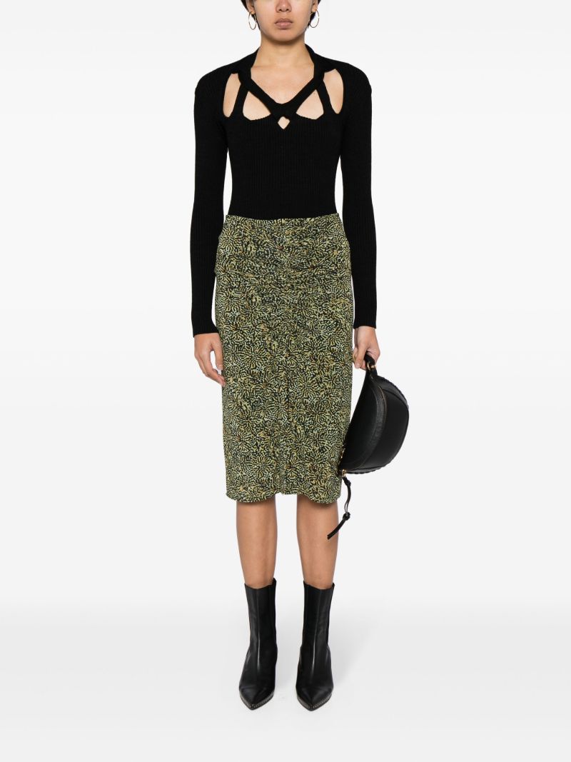 Black Ribbed-knit Cut-out Top