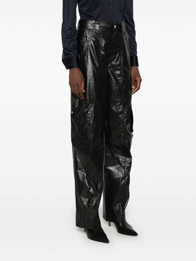 Black Lacquered Straight-leg Trousers