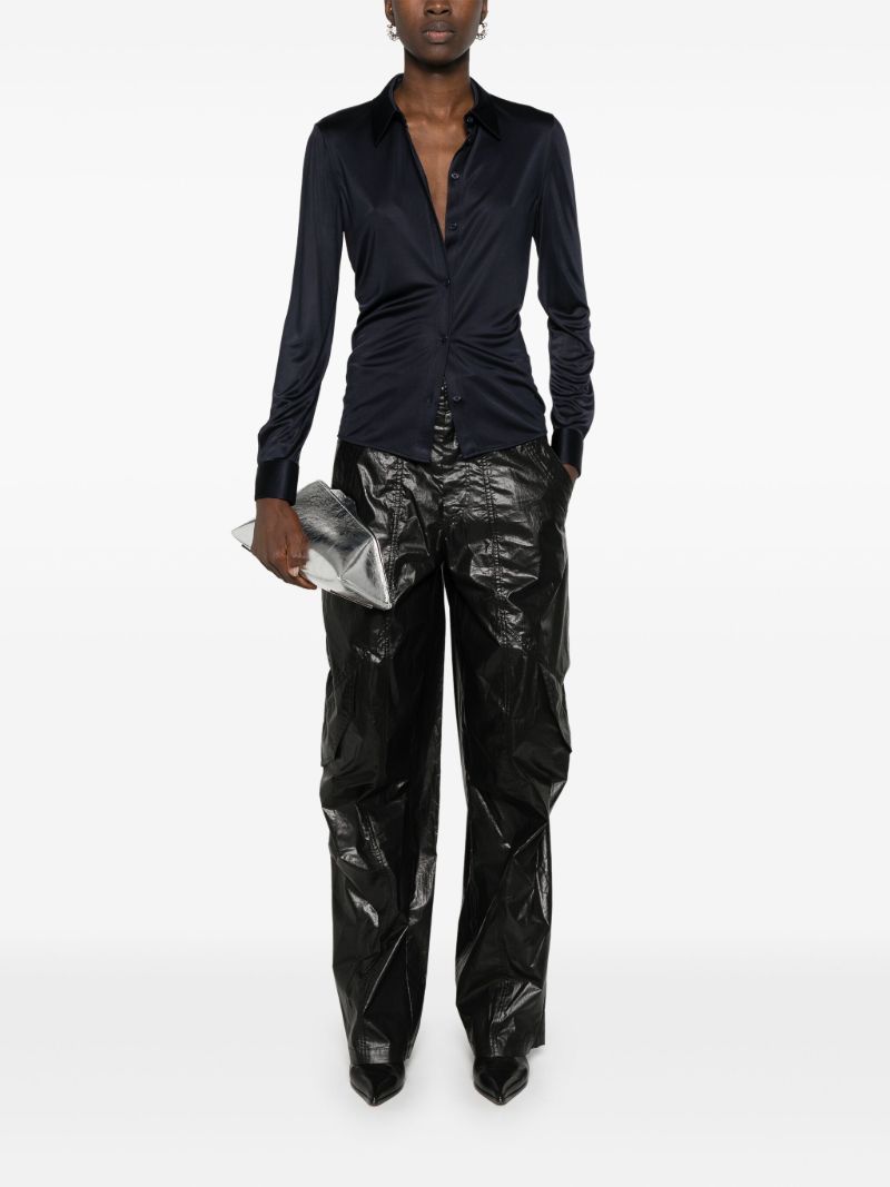 Black Lacquered Straight-leg Trousers