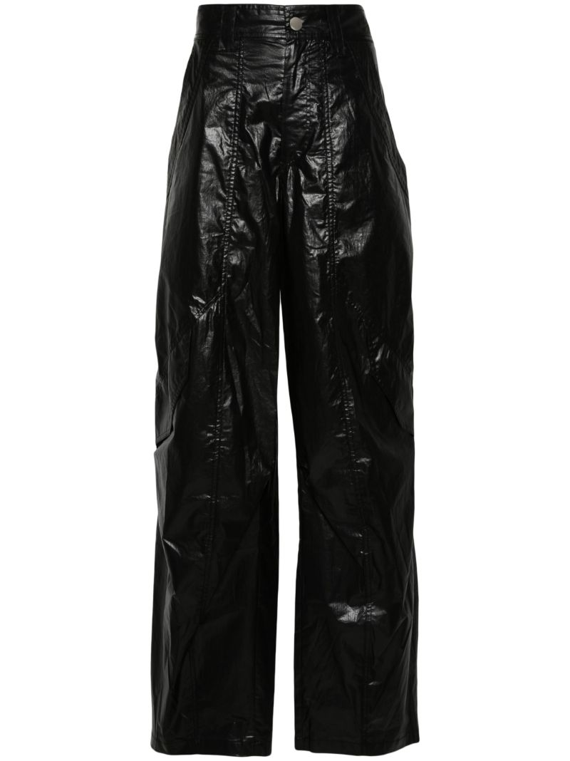 Black Lacquered Straight-leg Trousers