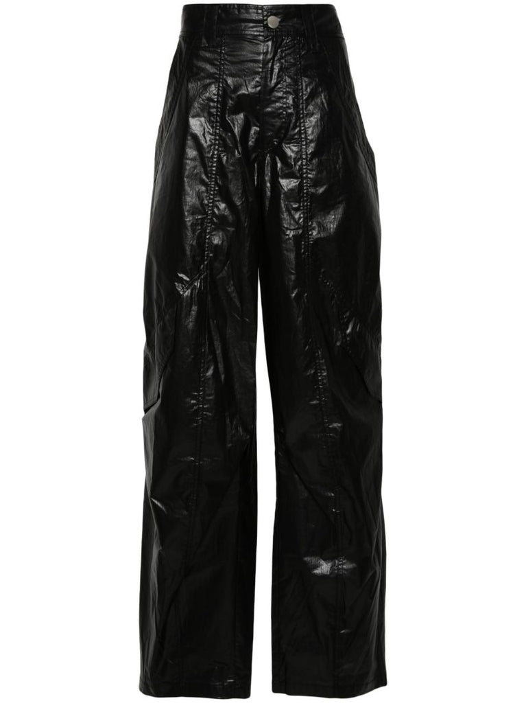 Black Lacquered Straight-leg Trousers