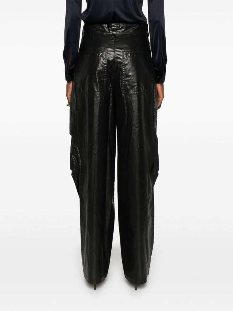 Black Lacquered Straight-leg Trousers
