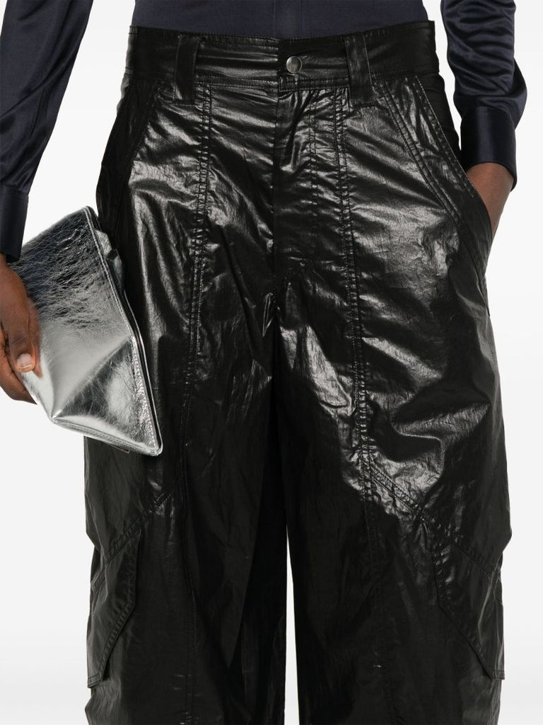 Black Lacquered Straight-leg Trousers