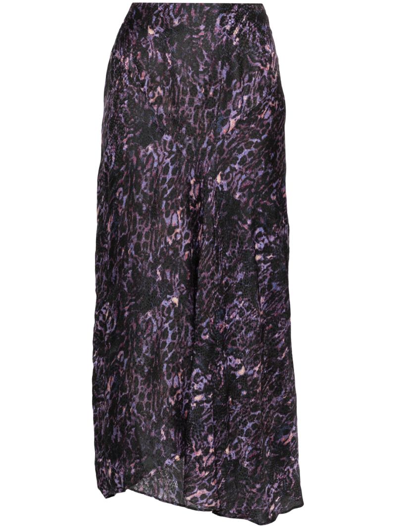 Purple Animal Print Midi Skirt