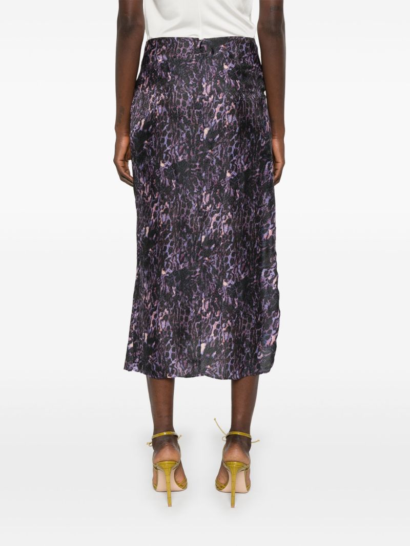 Purple Animal Print Midi Skirt
