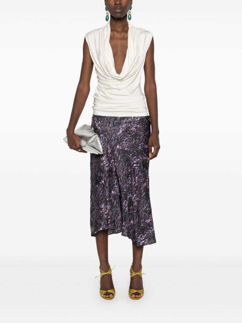 Purple Animal Print Midi Skirt