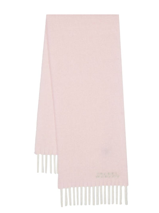 Pink Logo-embroidered Brushed Scarf