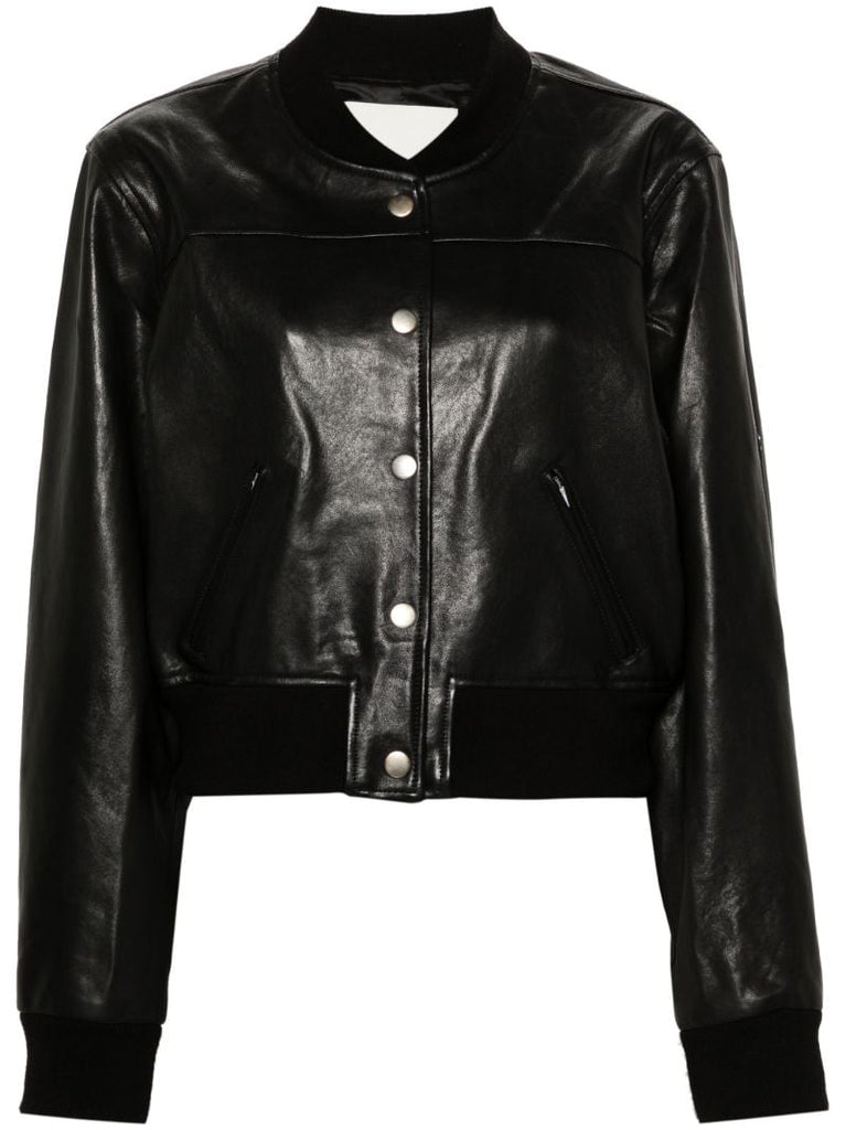Black Leather Bomber Jacket