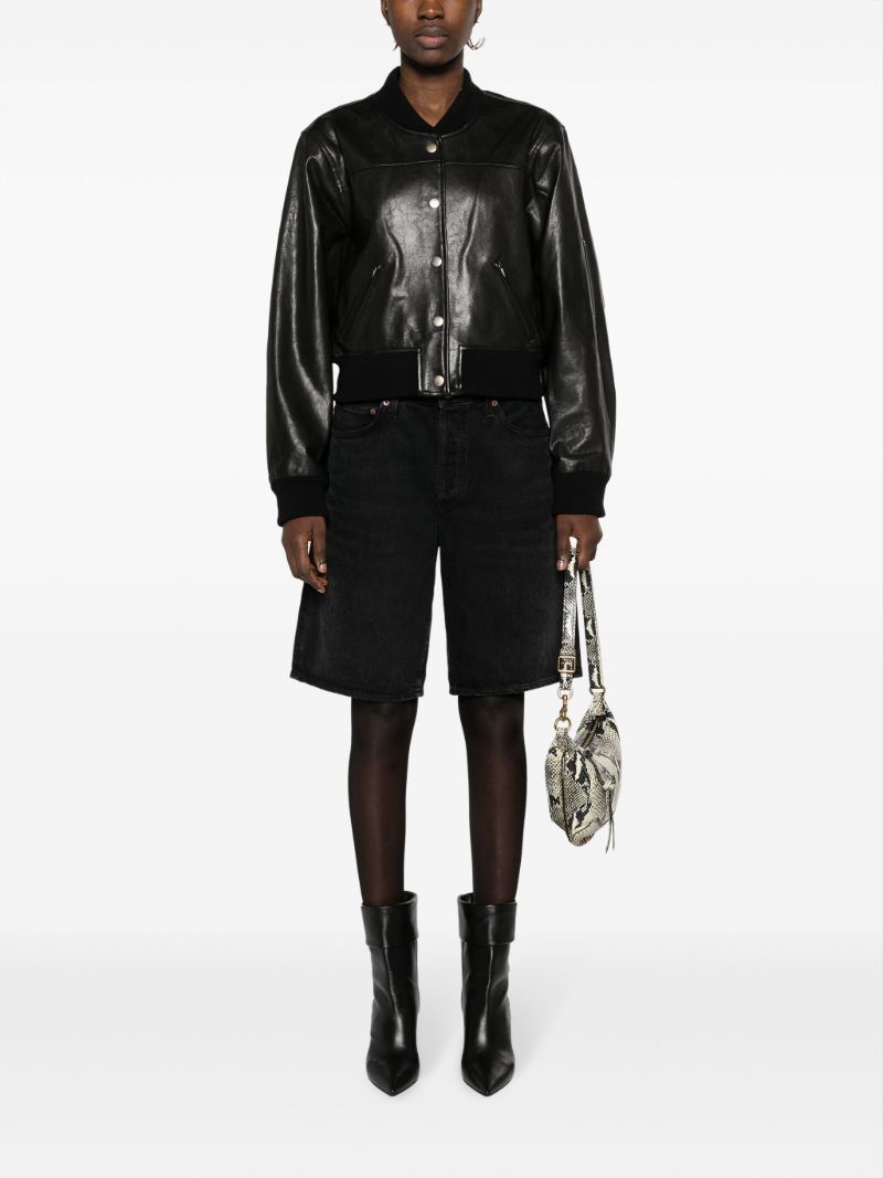 Black Leather Bomber Jacket
