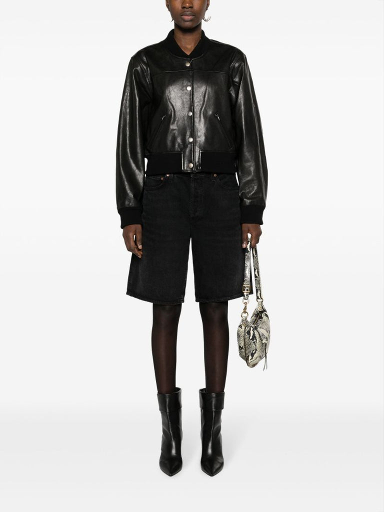 Black Leather Bomber Jacket
