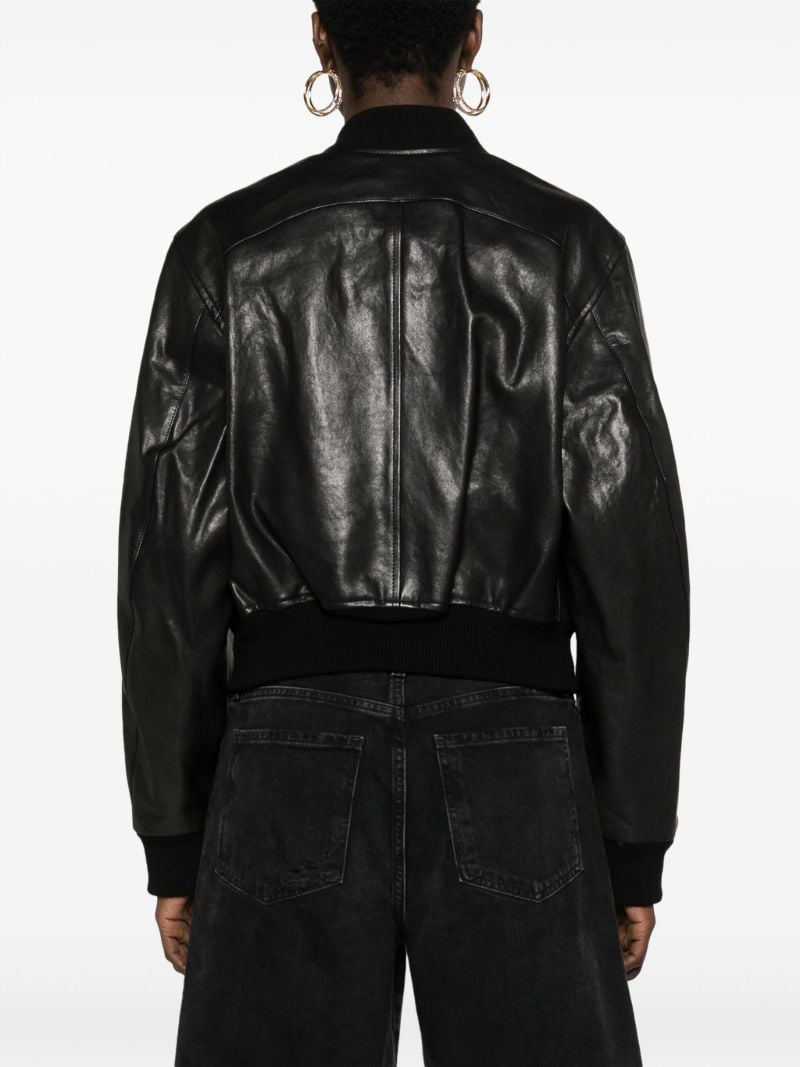 Black Leather Bomber Jacket