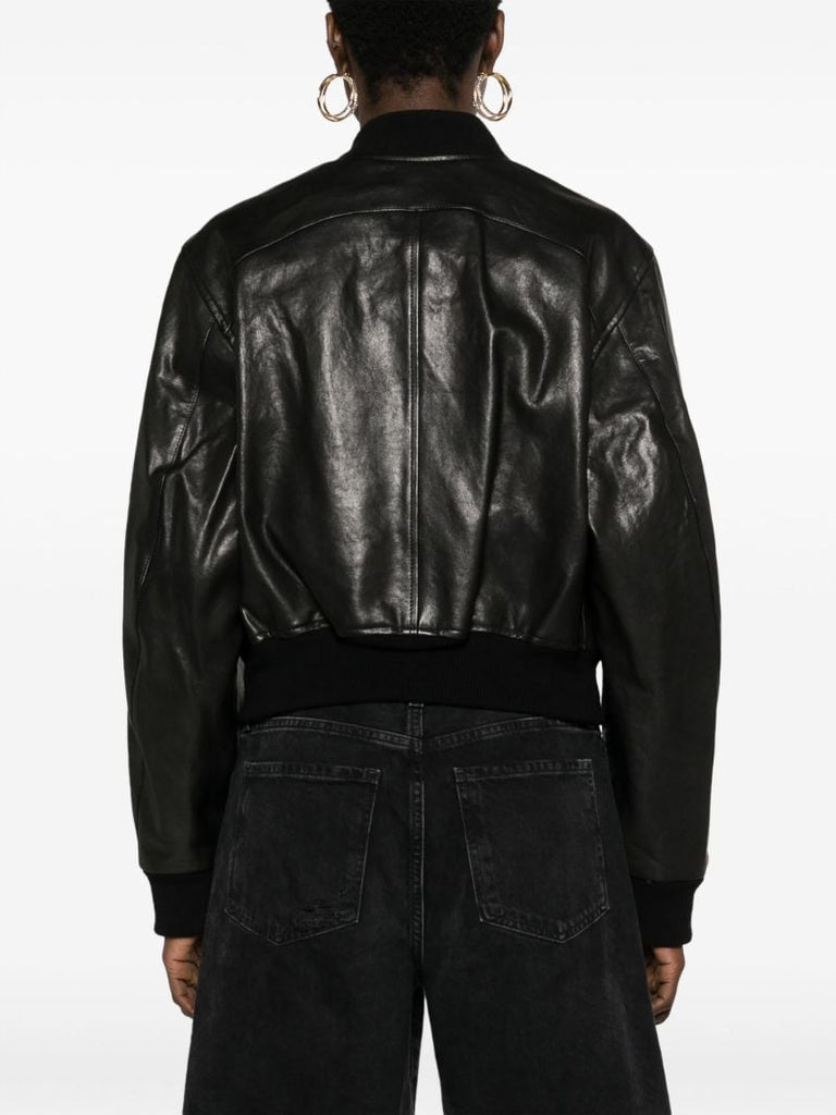 Black Leather Bomber Jacket