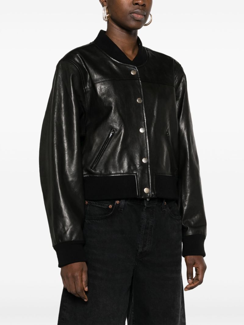 Black Leather Bomber Jacket