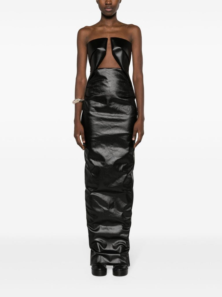 Black Prong Coated Denim Gown