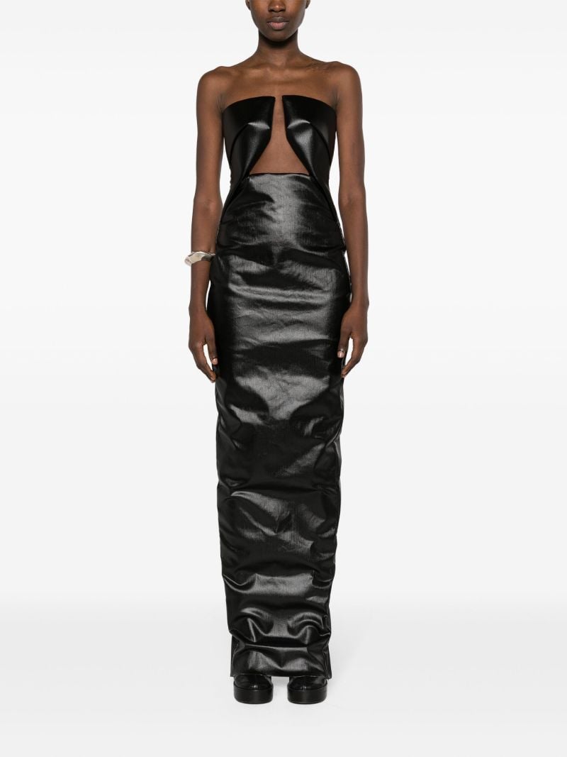 Black Prong Coated Denim Gown