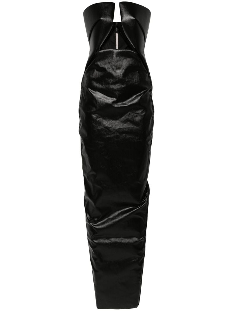 Black Prong Coated Denim Gown