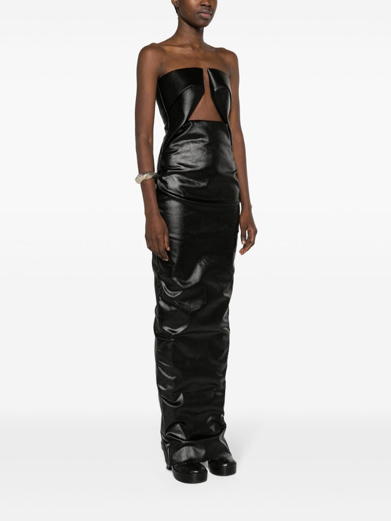 Black Prong Coated Denim Gown