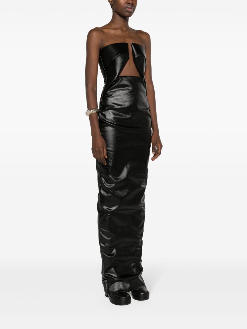 Black Prong Coated Denim Gown
