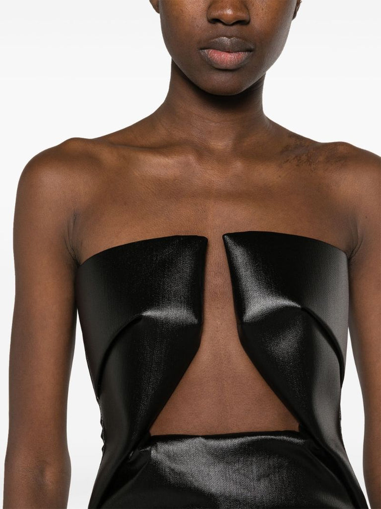 Black Prong Coated Denim Gown