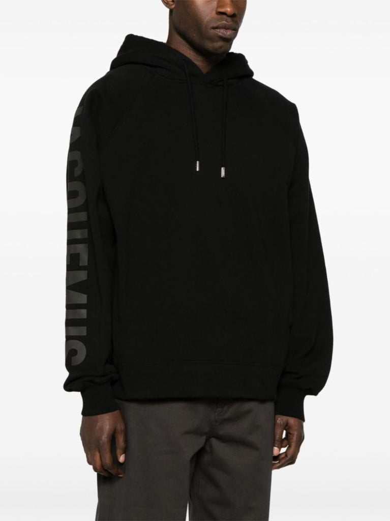 Black Le Hoodie Typo Cotton Hoodie
