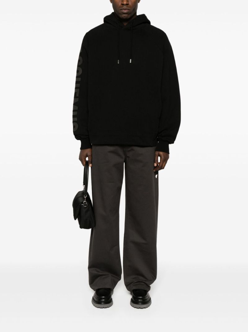 Black Le Hoodie Typo Cotton Hoodie