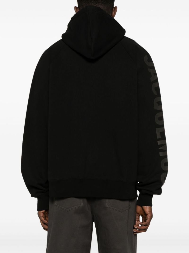 Black Le Hoodie Typo Cotton Hoodie