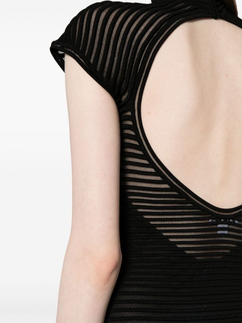 Black Cut-out Striped Midi Dress