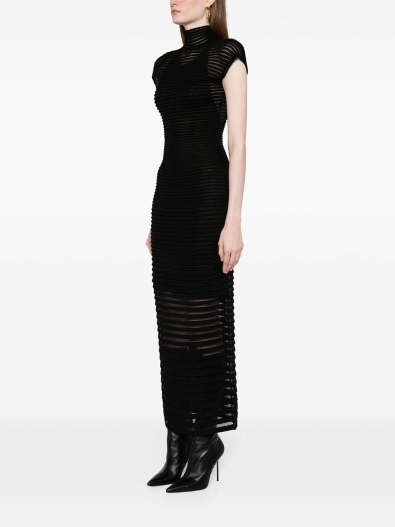 Black Cut-out Striped Midi Dress