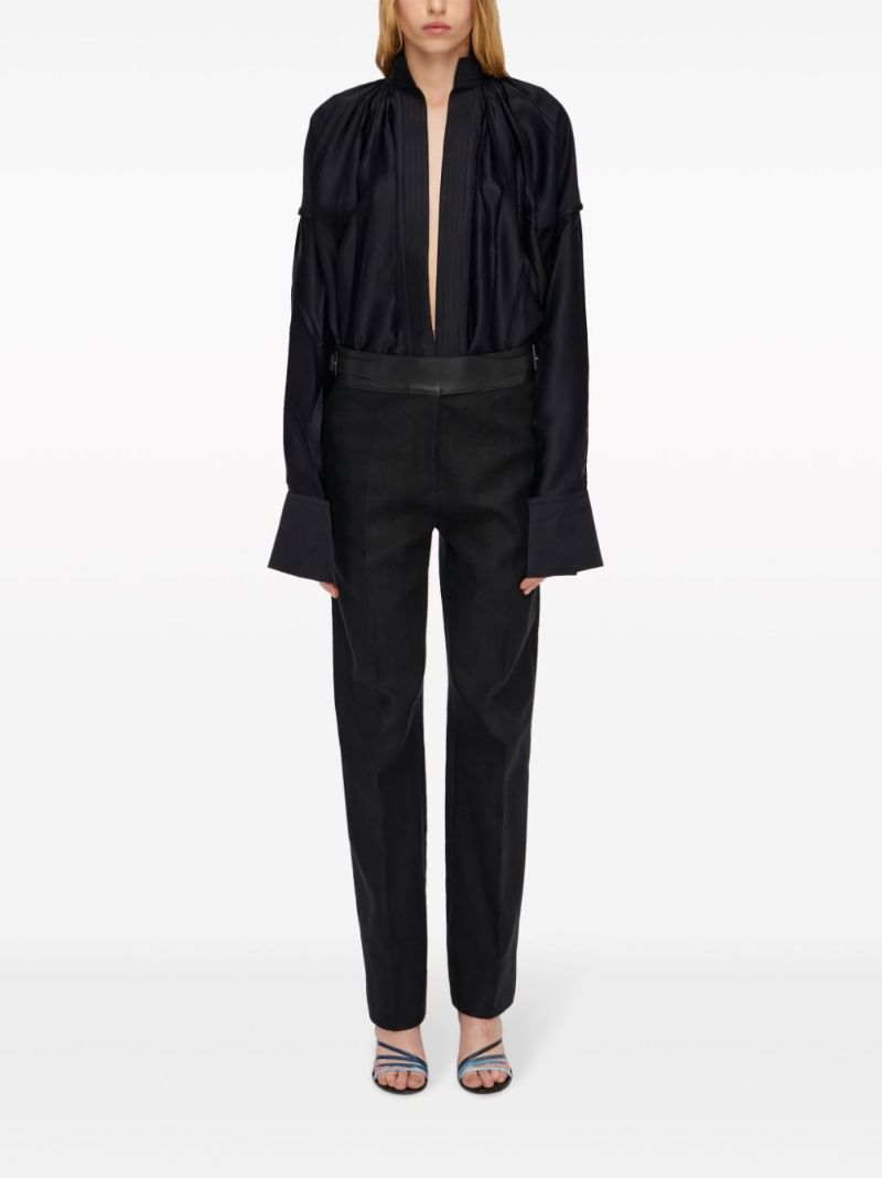 Black Pleated Satin Kaftan