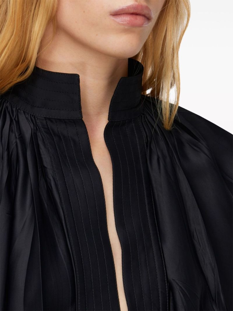 Black Pleated Satin Kaftan
