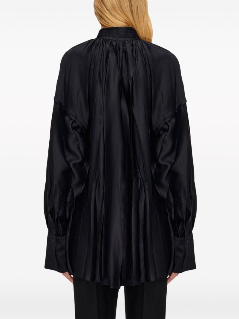 Black Pleated Satin Kaftan