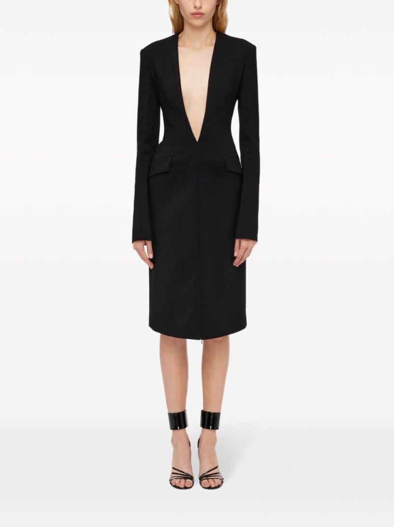 Black V-neck Wool Dress