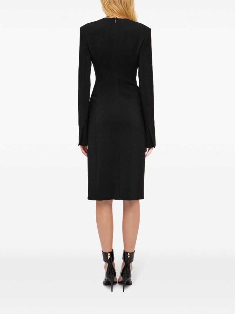 Black V-neck Wool Dress