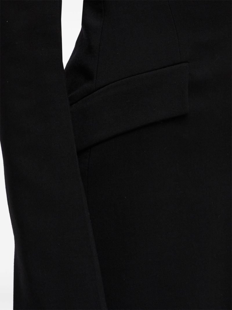 Black V-neck Wool Dress
