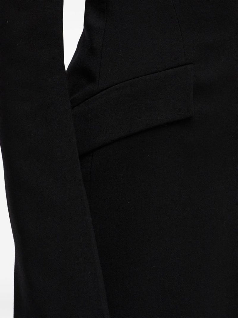 Black V-neck Wool Dress