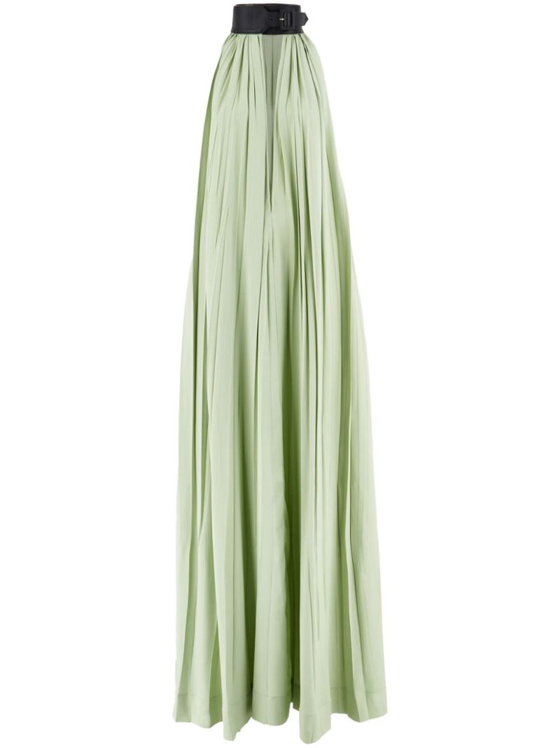Green Collar Pleated Dress