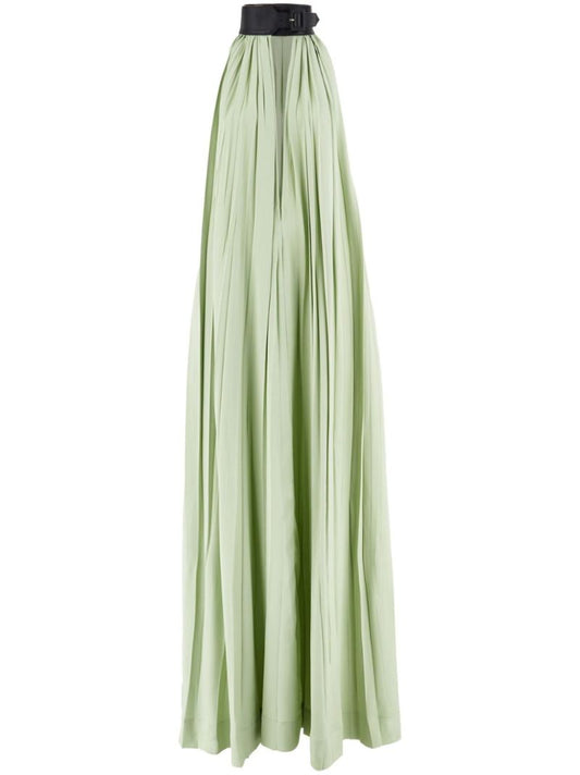 Green Collar Pleated Dress