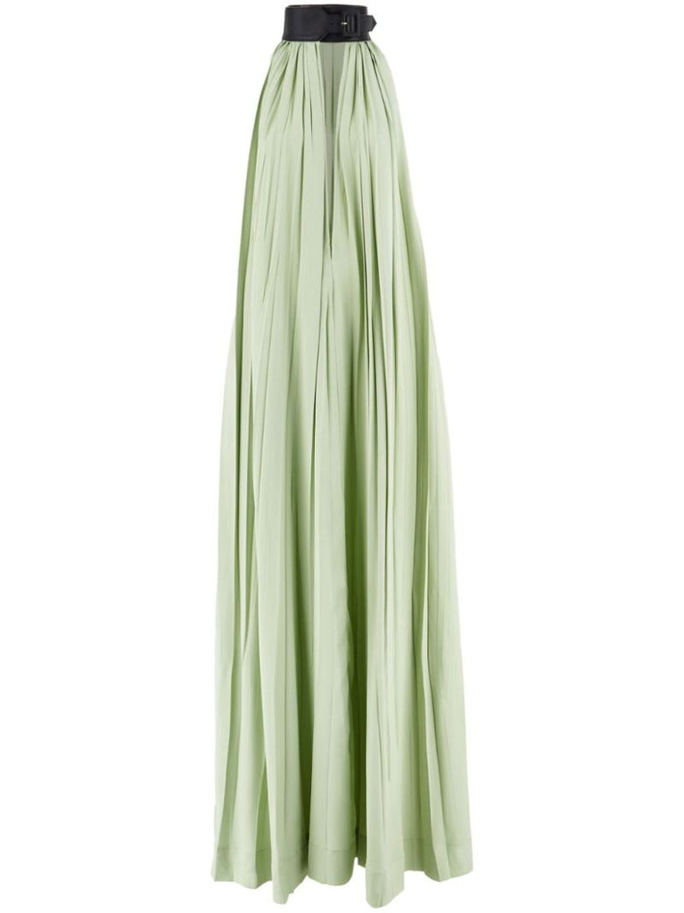 Green Collar Pleated Dress