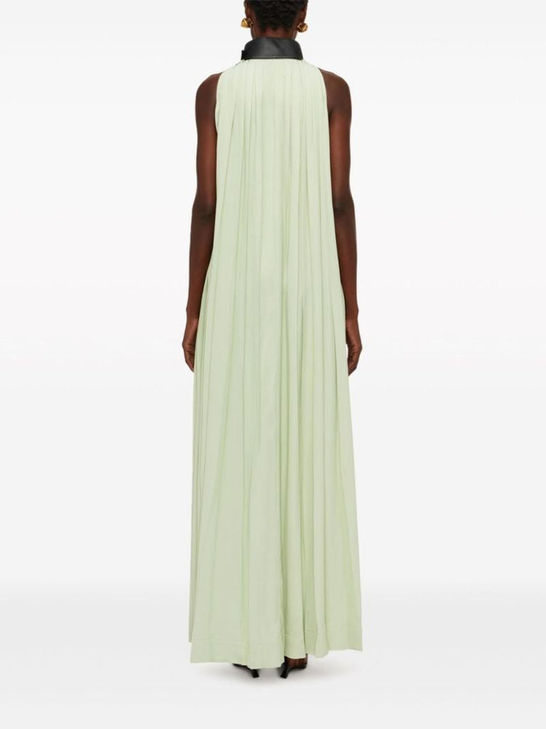Green Collar Pleated Dress